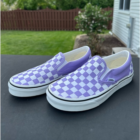 Vans Shoes - Purple Checkered Slip-on Vans